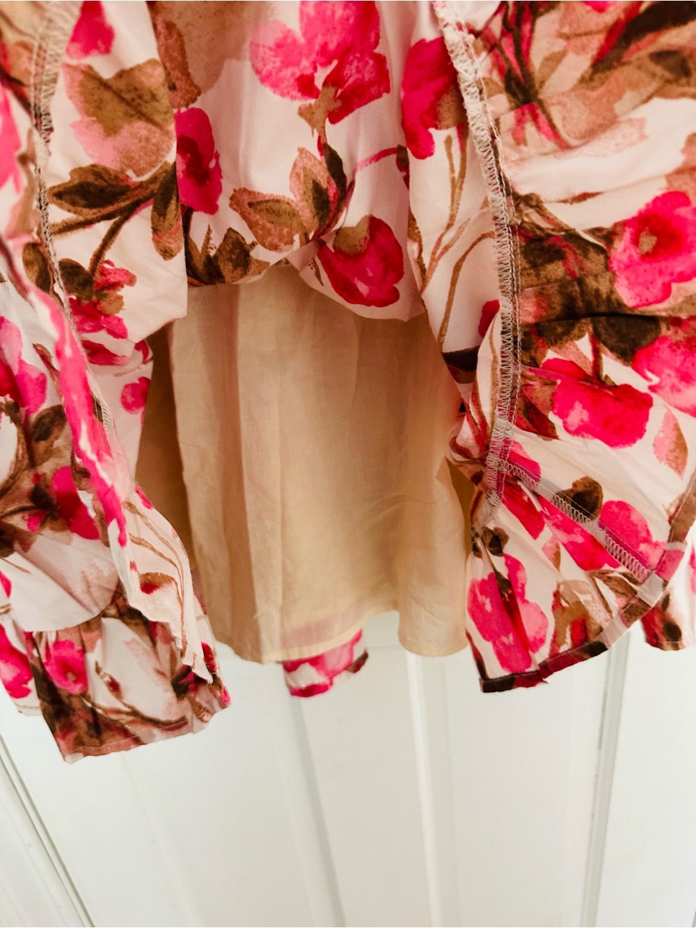 Abercrombie & Fitch Womens V-Neck Pink Short-Sleeve Ruffle Mini Dress Sz M - Picture 7 of 14